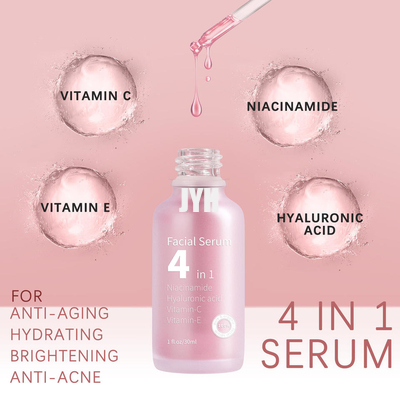 4 in 1 stellen Sie Vitamin C des Serum-30% mit dem ha-Nikotinamid-Anti-Altern gegenüber, das Haut-Serum weiß werden hydratisiert
